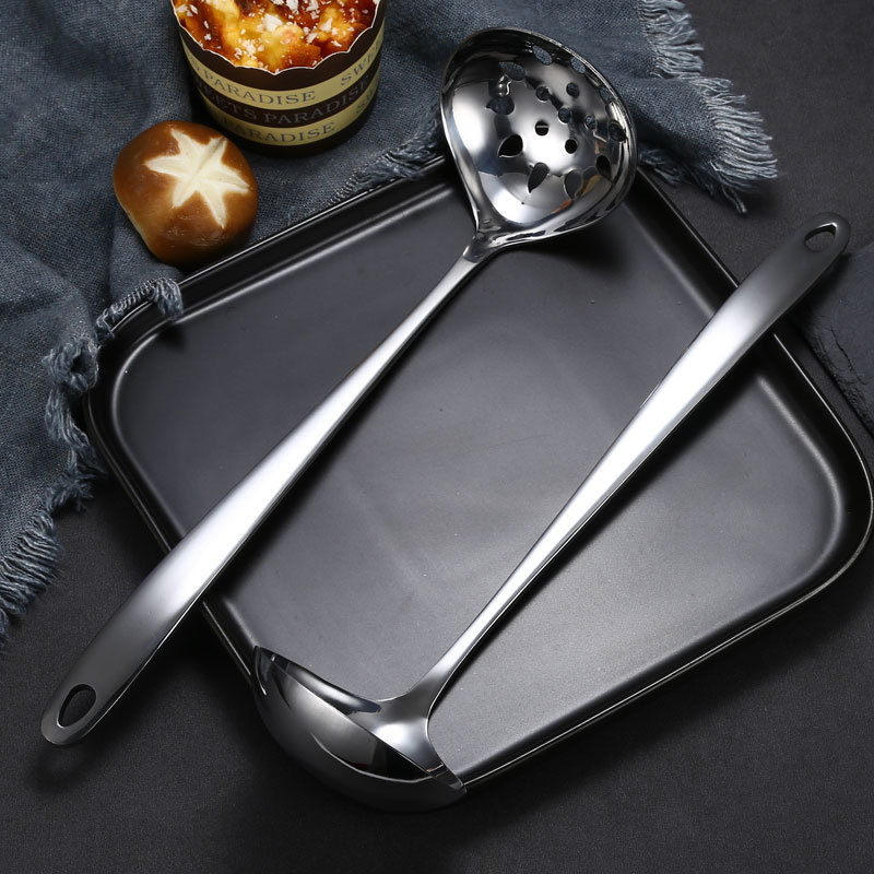 Wholesale Stainless Steel Soup Ladle Colander Household Kitchen Tableware Hotel Restaurant Soup Ladle Hot Pot Spoon Laser Logo
