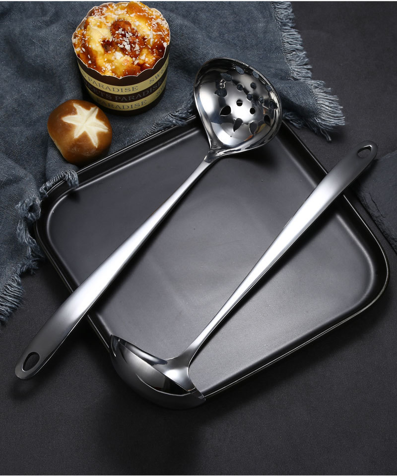 Wholesale Stainless Steel Soup Ladle Colander Household Kitchen Tableware Hotel Restaurant Soup Ladle Hot Pot Spoon Laser Logo