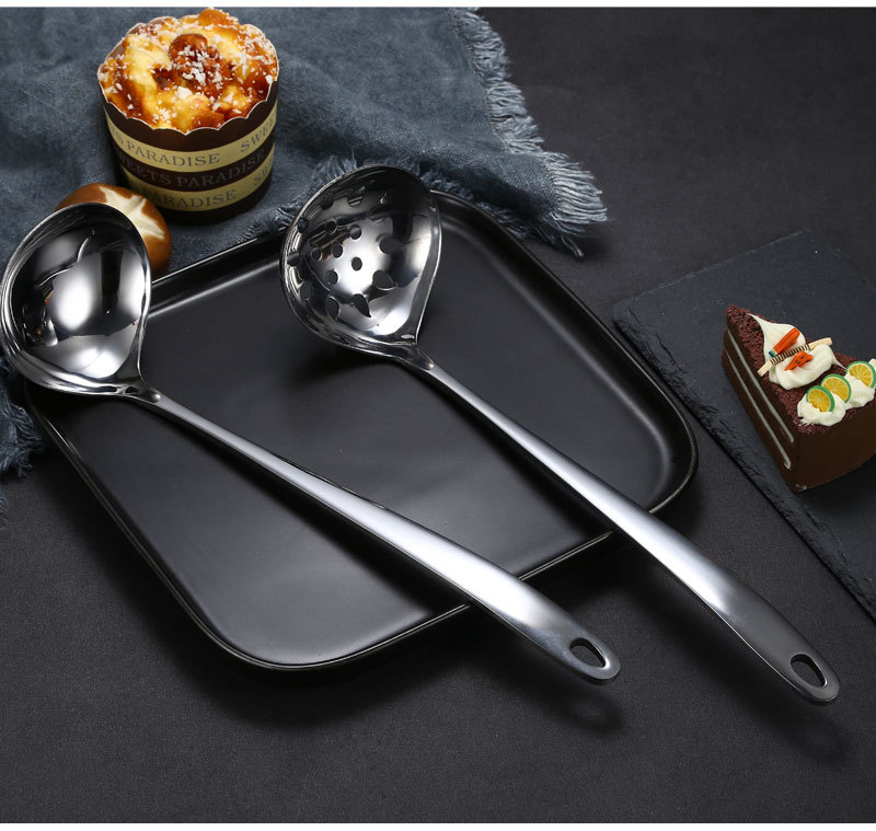 Wholesale Stainless Steel Soup Ladle Colander Household Kitchen Tableware Hotel Restaurant Soup Ladle Hot Pot Spoon Laser Logo