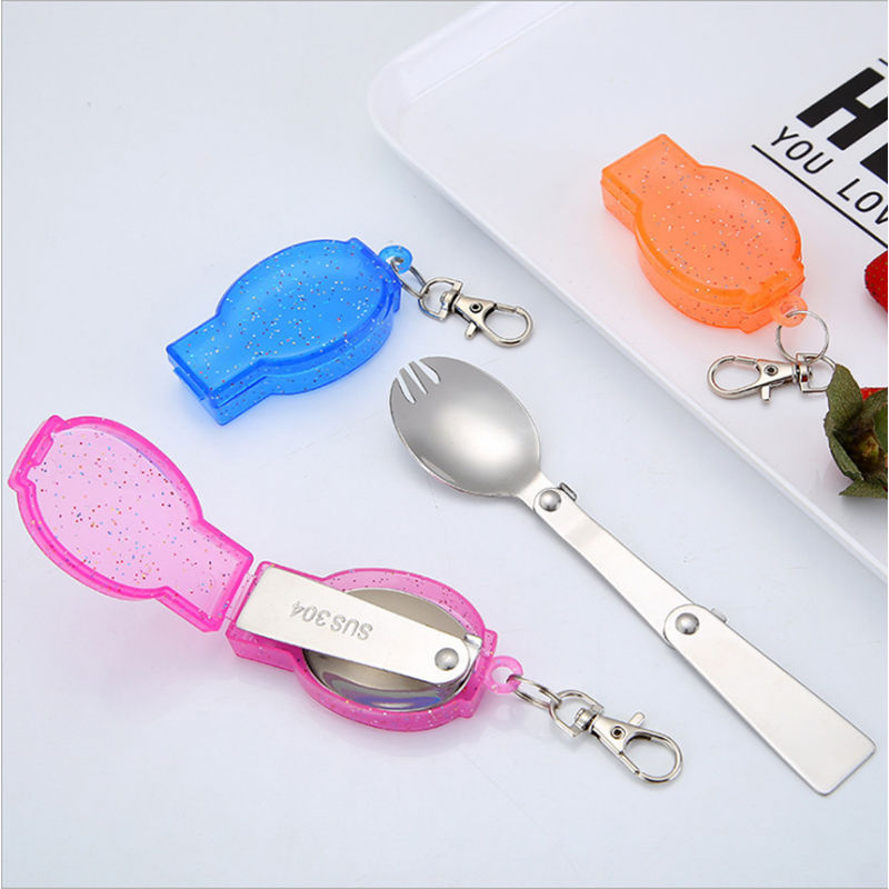 Buy Zheng 304 Stainless Steel Soup Ladle Outdoor Travel Portable Tableware Folding Spork Double-Use Spoon