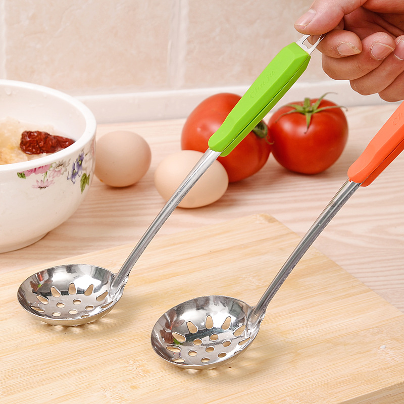 Stainless Steel Hot Pot Spoon Hot Pot Soup Ladle Colander Thickened Long Handle Spoon Soup Soup Spoon For Stirring