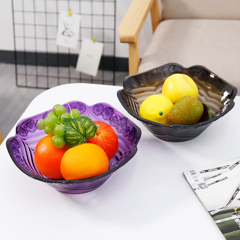 Transparent fruit tray living room tea table plastic candy tray office snack fruit floor stand