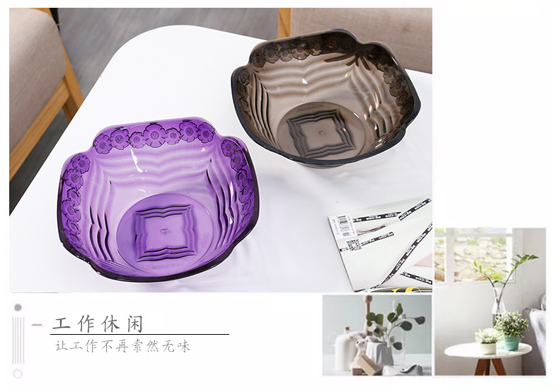 Transparent fruit tray living room tea table plastic candy tray office snack fruit floor stand
