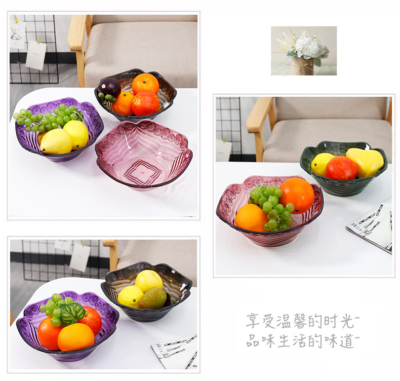 Transparent fruit tray living room tea table plastic candy tray office snack fruit floor stand