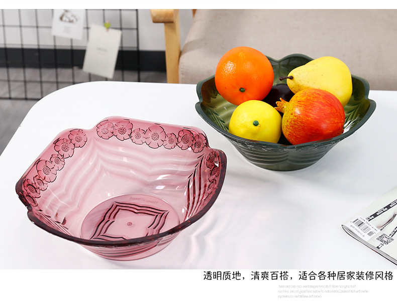 Transparent fruit tray living room tea table plastic candy tray office snack fruit floor stand