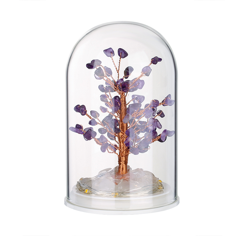 Rose Quartz Crushed Crystal Stone Money Tree (LED)