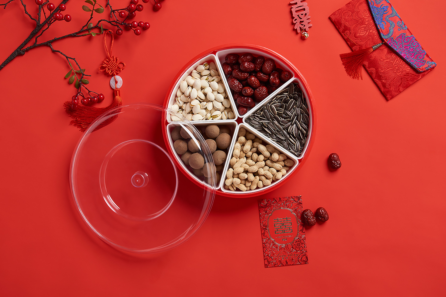 Creative Wedding Home Compartment round Candy Box Living Room Plastic Dried Fruit Tray Melon Seeds and Fruit Plate Creative Wedding Home Compartment round Candy Box Living Room Plastic Dried Fruit Tray Melon Seeds and Fruit Plate