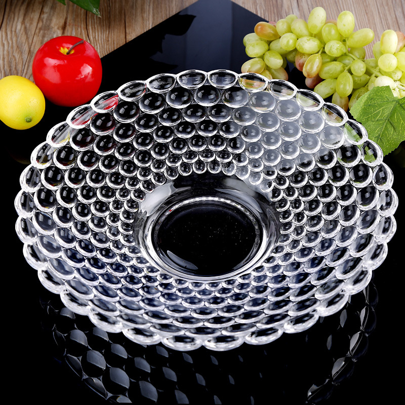 Wholesale Transparent Glass Fruit Plate Fruit Plate Large European Household Bead Point Fruit Pot Wholesale Transparent Glass Fruit Plate Fruit Plate Large European Household Bead Point Fruit Pot