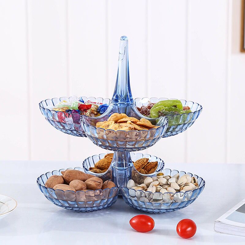 Creative overlay multi-layer fruit tray overlay dry fruit tray three layers candy tray PS fruit tray basket 