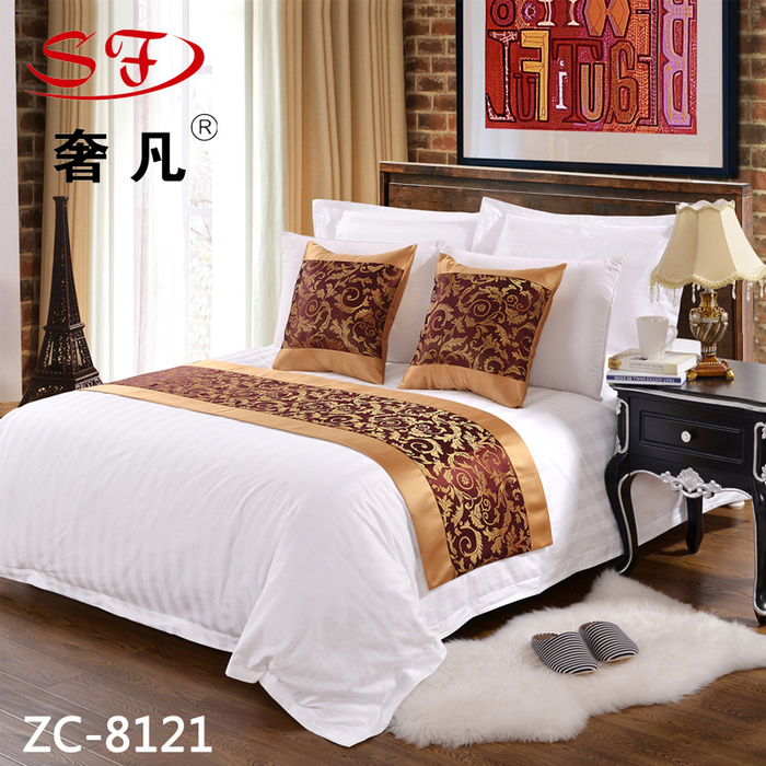 Chenglong hotel supplies hotel bed flag bed tail pillow pillow table flag bedding wholesale bed tail towel