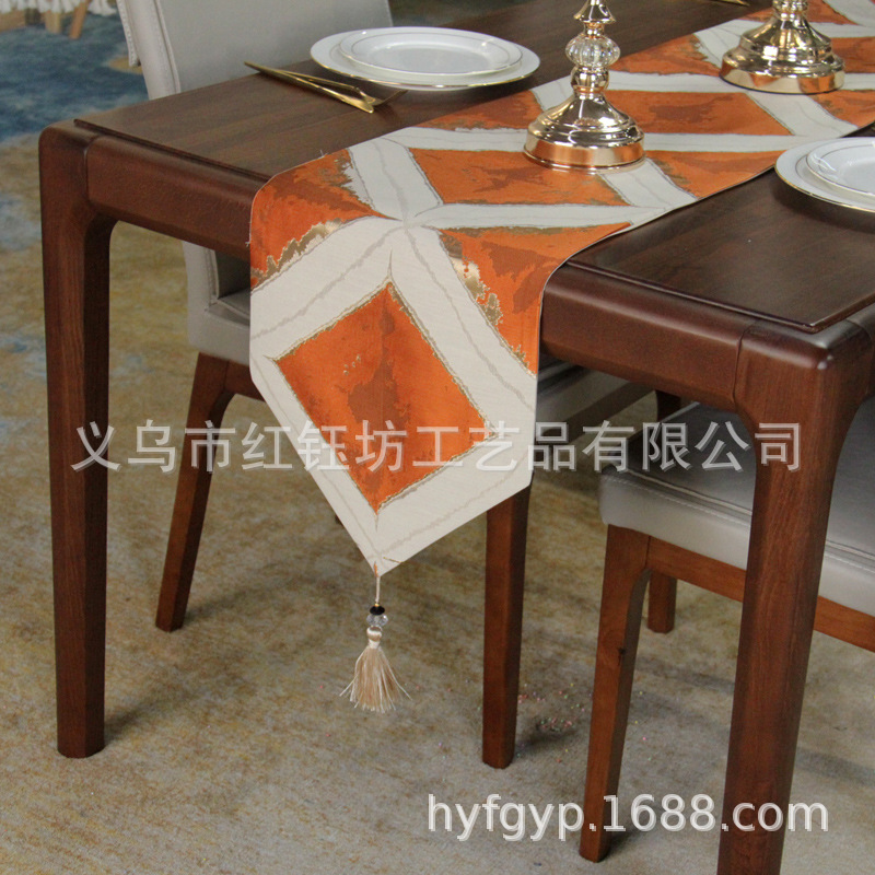 Nordic modern light key-2 luxury table tea table flag TV cabinet cover cloth bed tail towel model room long decorative cloth light key-2 luxury