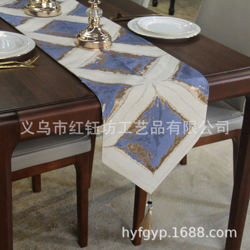 Nordic modern light key-2 luxury table tea table flag TV cabinet cover cloth bed tail towel model room long decorative cloth light key-2 luxury