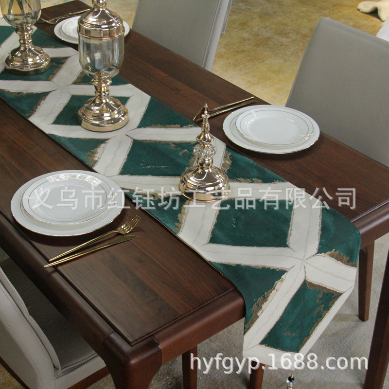Nordic modern light key-2 luxury table tea table flag TV cabinet cover cloth bed tail towel model room long decorative cloth light key-2 luxury