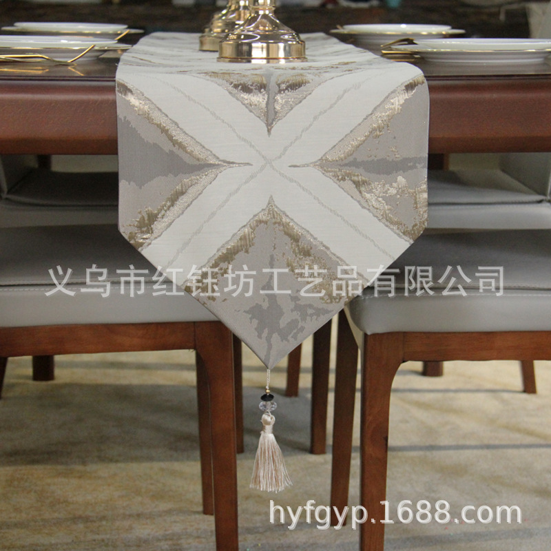 Nordic modern light key-2 luxury table tea table flag TV cabinet cover cloth bed tail towel model room long decorative cloth light key-2 luxury