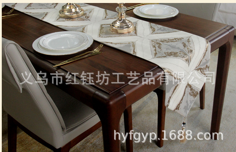 Nordic modern light key-2 luxury table tea table flag TV cabinet cover cloth bed tail towel model room long decorative cloth light key-2 luxury