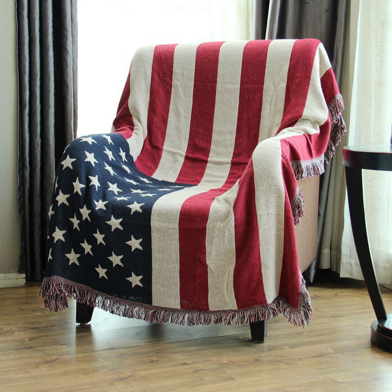 American Flag American Country Cotton Knitted Chenille Sofa Towel Full Covered Bed Cover Blanket Sofa Cushion Air Conditioning Blanket