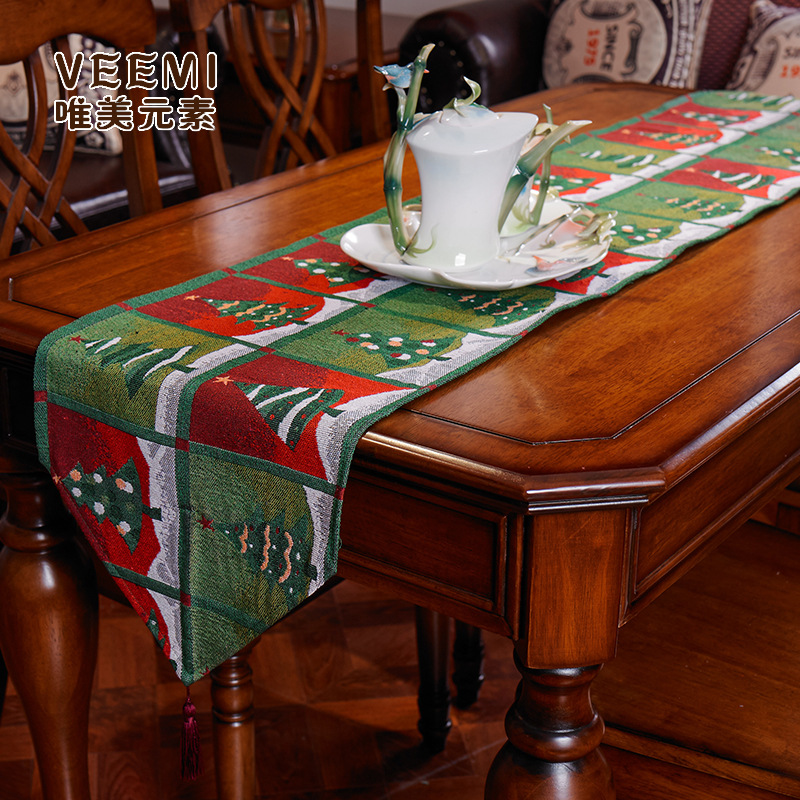 Foreign Trade Christmas Decoration Nordic Elk Table Cloth Table Runner Dining Mat Rectangular Table Towel Shoe Cabinet Flag Hotel Bed Runner