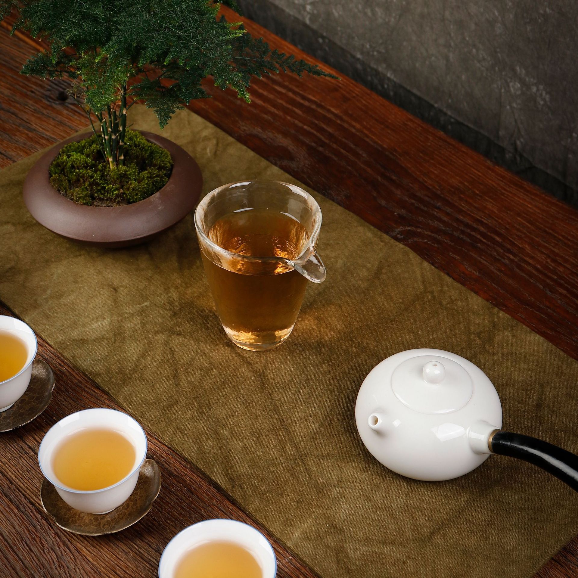Chinese Bed &amp; Breakfast Style Tie-Dyed Canvas Dry Pour Tea Mat Zen Old Fabric Insulation Dry Pour Tea Towel Tablecloth Tea Ceremony Tea Flag