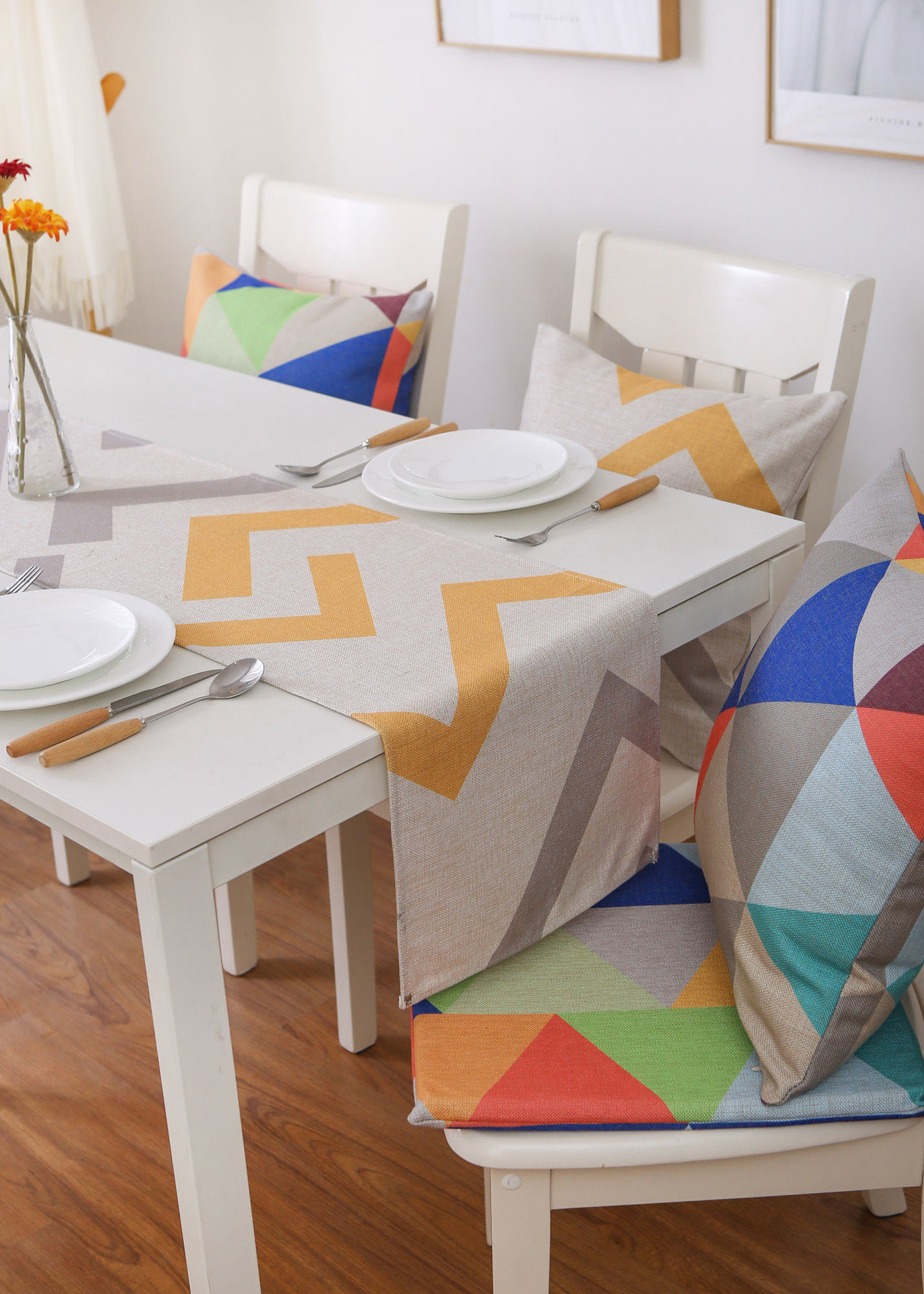 The Nordic Striped table flag Heavy cotton and linen printed table flag Hotel bed flag tea house tea mat