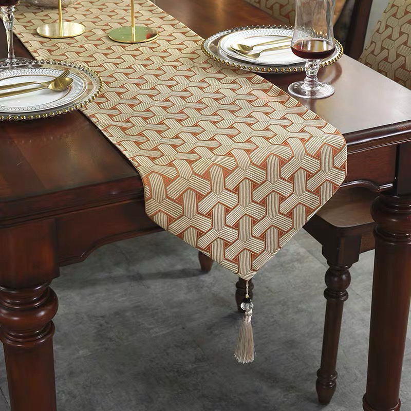 Nordic Stripes Dining Table Table Runner Modern Simple and Light Luxury European Jacquard Fresh Coffee Table Flag Fabrics Tablecloth Bed Runner