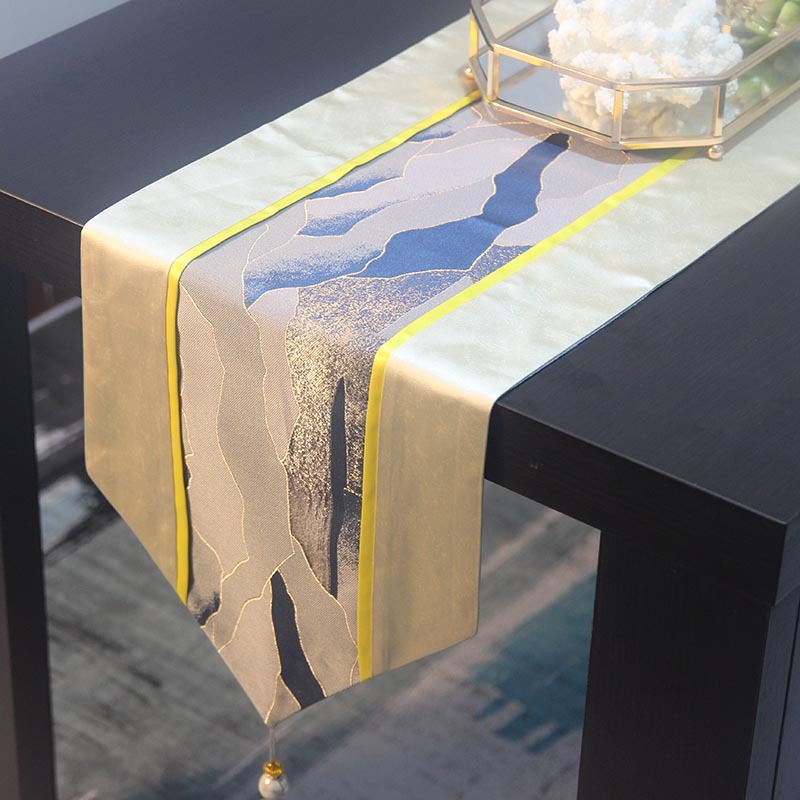 New Modern Simple and Light Luxury Stitching High Precision Table New Chinese Design Model Room Soft Decoration Tea Table Flag Bed Runner