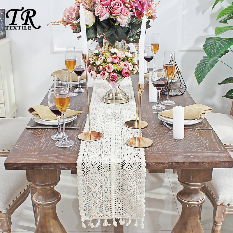 Classical Nordic Ins Lace Table Runner Woven Vintage Korean Table Runner Tea Table Flag Fabric Tablecloth Bed Runner