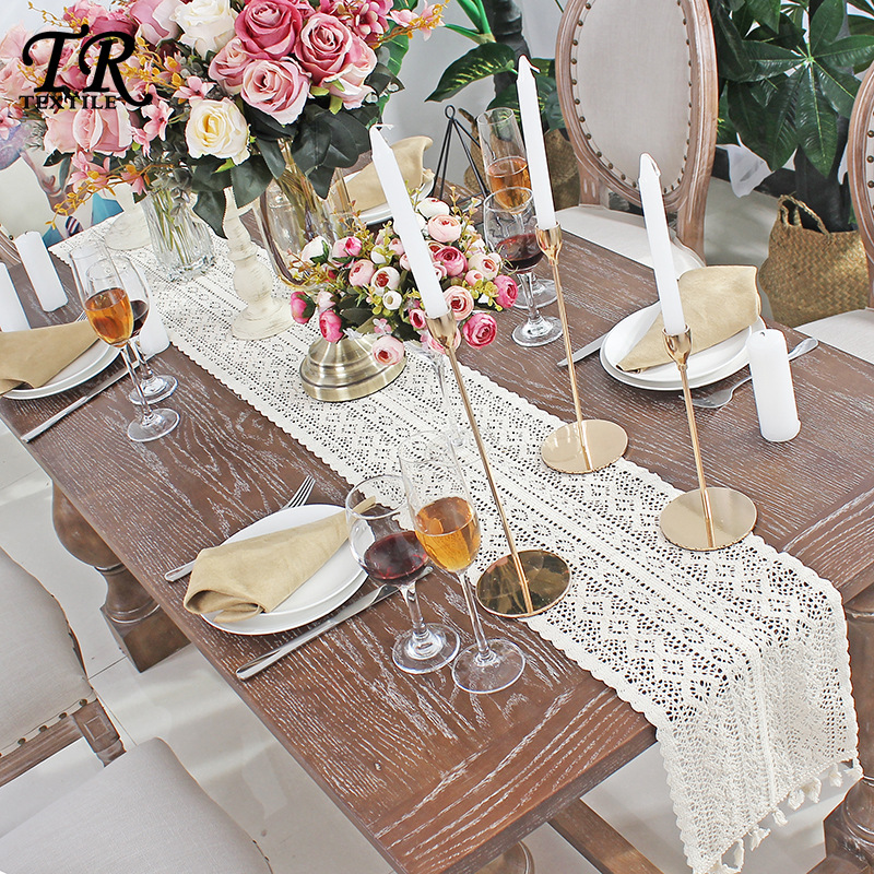 Classical Nordic Ins Lace Table Runner Woven Vintage Korean Table Runner Tea Table Flag Fabric Tablecloth Bed Runner