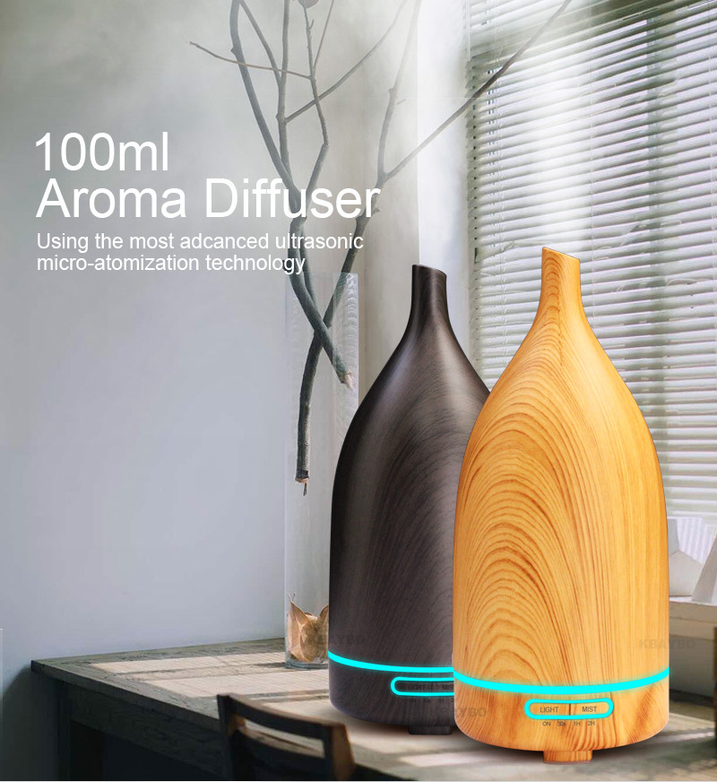 Wholesale 100ML wood grain wine bottle humidifier aroma machine color night light aroma machine