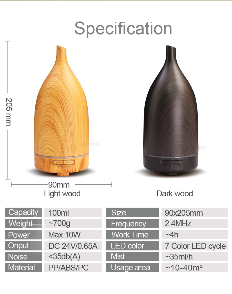 Wholesale 100ML wood grain wine bottle humidifier aroma machine color night light aroma machine