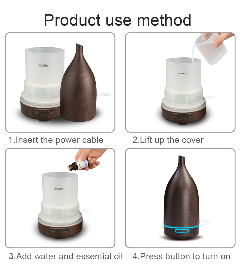 Wholesale 100ML wood grain wine bottle humidifier aroma machine color night light aroma machine