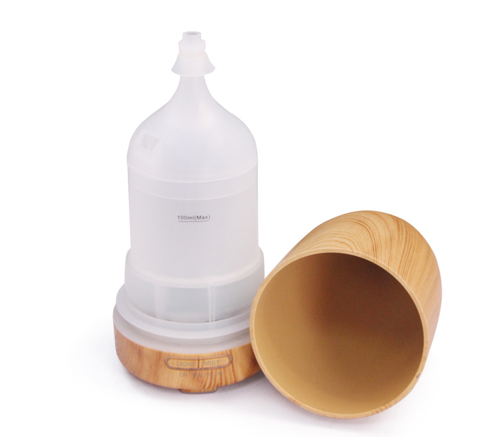 Wholesale 100ML wood grain wine bottle humidifier aroma machine color night light aroma machine