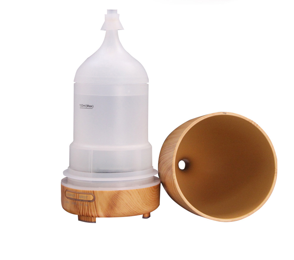 Wholesale 100ML wood grain wine bottle humidifier aroma machine color night light aroma machine