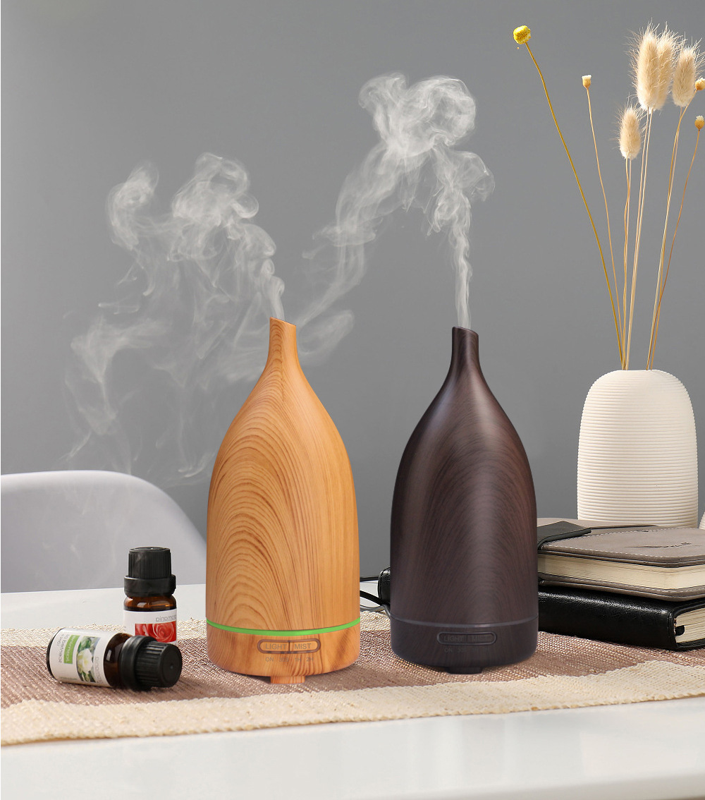 Wholesale 100ML wood grain wine bottle humidifier aroma machine color night light aroma machine