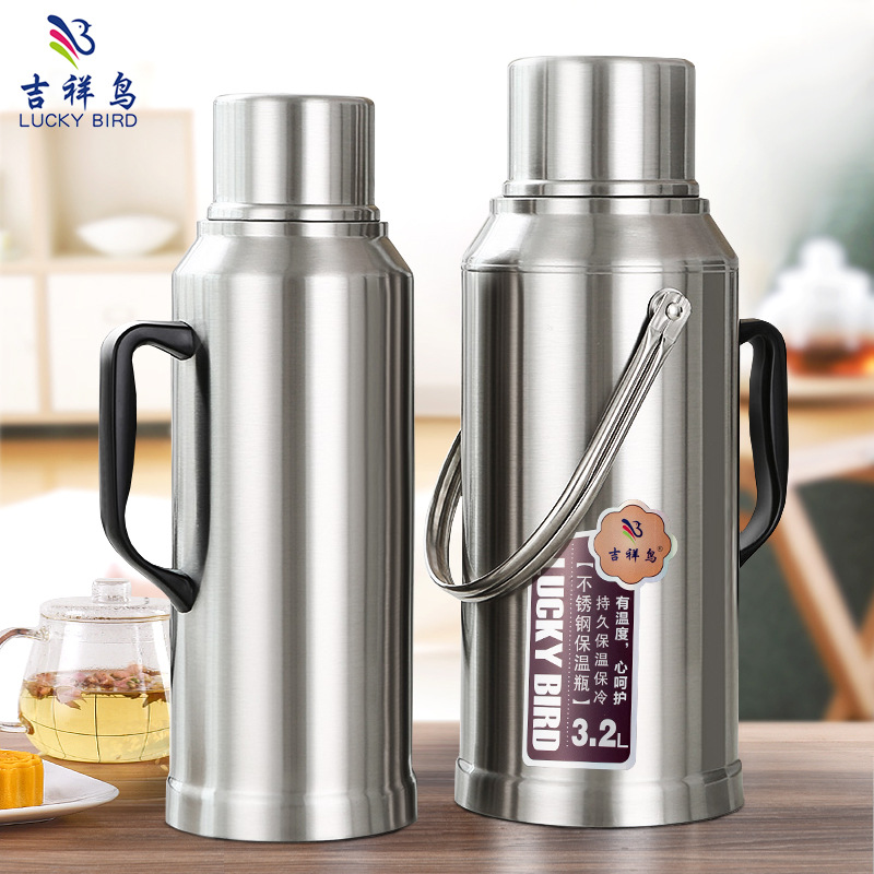 Thickened Stainless Steel Shell Kettle Heat and Cold Insulation Thermo Thermos Bottle Double-Layer Glass Liner for Student Dormitory