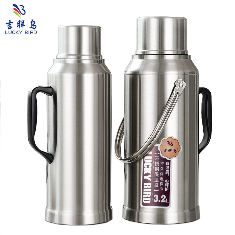 Thickened Stainless Steel Shell Kettle Heat and Cold Insulation Thermo Thermos Bottle Double-Layer Glass Liner for Student Dormitory