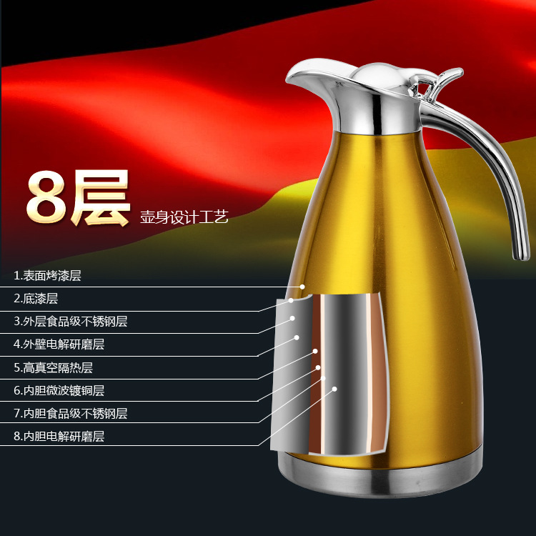 Stainless steel thermo-thermos vacuum two-layer coffeepot home hotel european-style cold and hot water bottle gift.