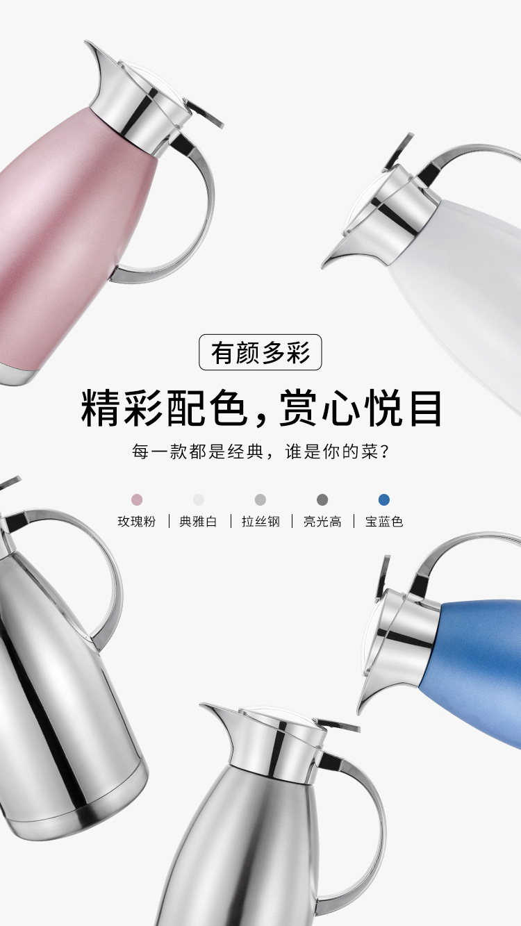 304 Stainless Steel Thermo Jug Large-Capacity Coffee Pot Household Hot Water Bottle Double-Layer Vacuum Pot Roman Pot 304 Stainless Steel Thermo Jug Large-Capacity Coffee Pot Household Hot Water Bottle Double-Layer Vacuum Pot Roman Pot
