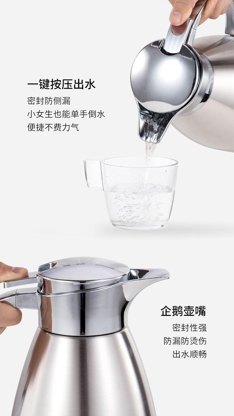 304 Stainless Steel Thermo Jug Large-Capacity Coffee Pot Household Hot Water Bottle Double-Layer Vacuum Pot Roman Pot 304 Stainless Steel Thermo Jug Large-Capacity Coffee Pot Household Hot Water Bottle Double-Layer Vacuum Pot Roman Pot