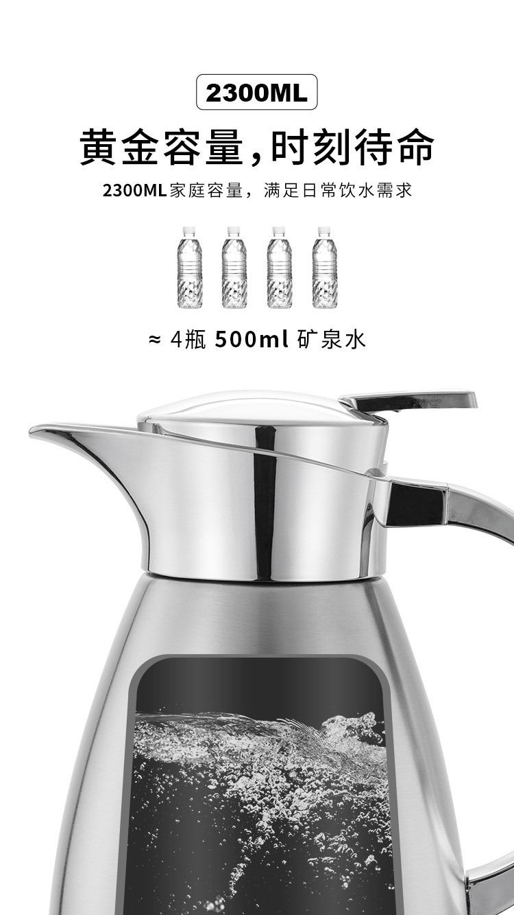 304 Stainless Steel Thermo Jug Large-Capacity Coffee Pot Household Hot Water Bottle Double-Layer Vacuum Pot Roman Pot 304 Stainless Steel Thermo Jug Large-Capacity Coffee Pot Household Hot Water Bottle Double-Layer Vacuum Pot Roman Pot