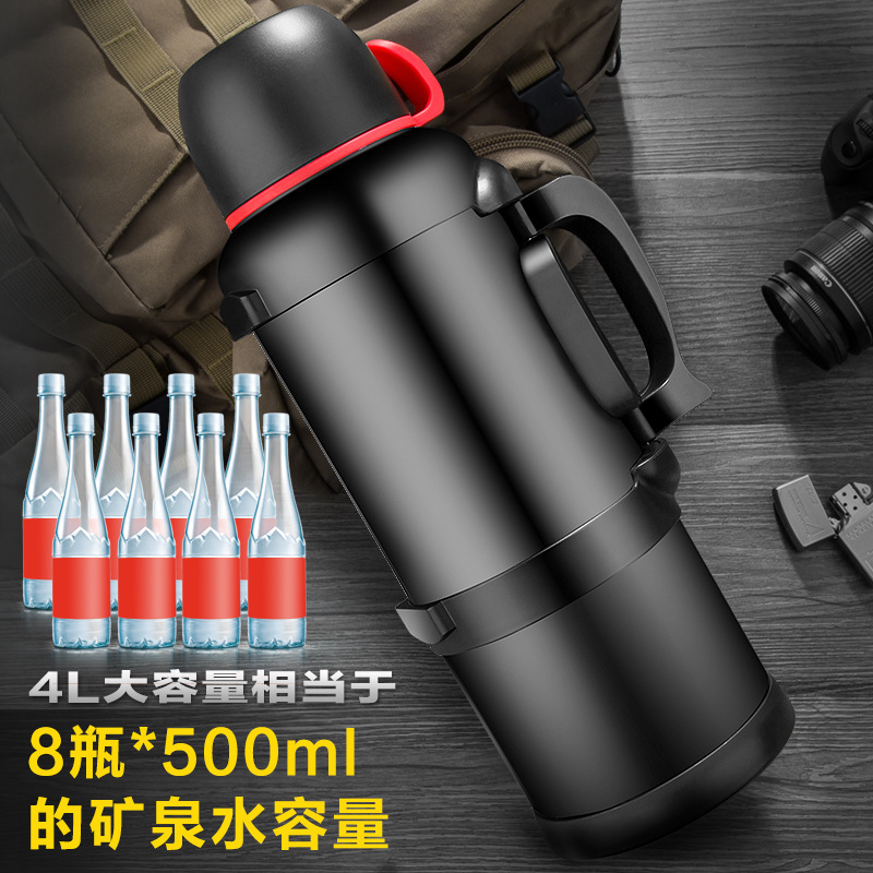 Marching Sports Kettle Outdoor Large Capacity Travel 4L Household Vacuum Cup Car Bottle Stainless Steel Thermo Jug