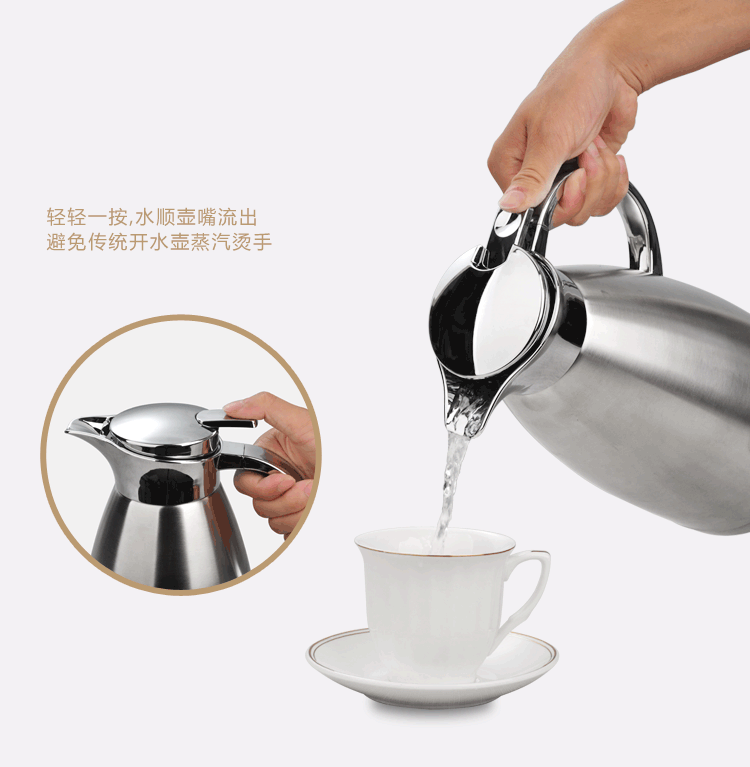 Carafe Household 304 Stainless Steel Thermo Jug Thermal Carafe Hot Thermos Vacuum Bottle 23L European Mass Zhen Kong Hu Carafe Household 304 Stainless Steel Thermo Jug Thermal Carafe Hot Thermos Vacuum Bottle 23L European Mass Zhen Kong Hu