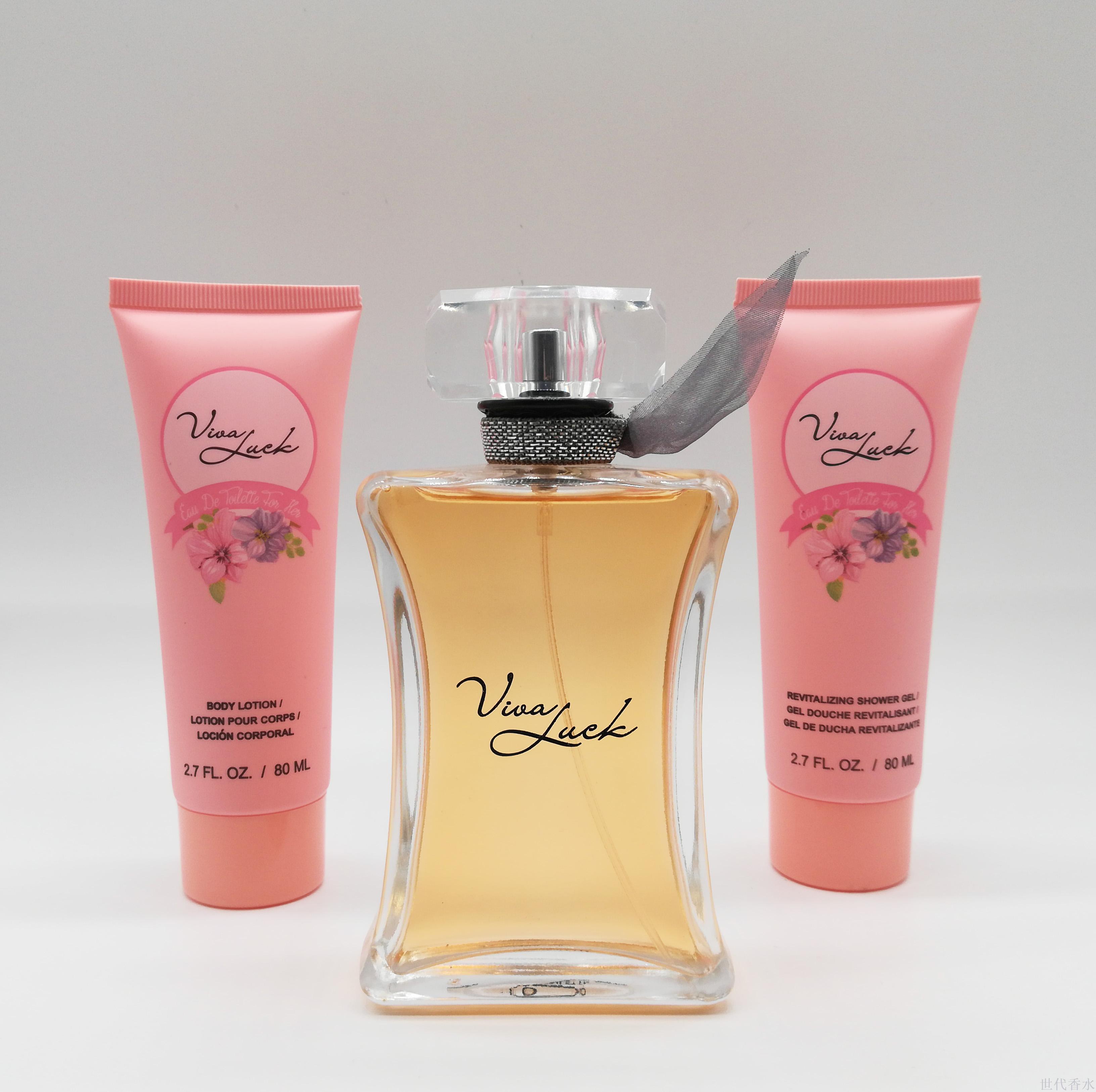 New foreign trade women&#039;s perfume three-piece set of 100ML perfume +90ML skin lotion +90ML shower gel