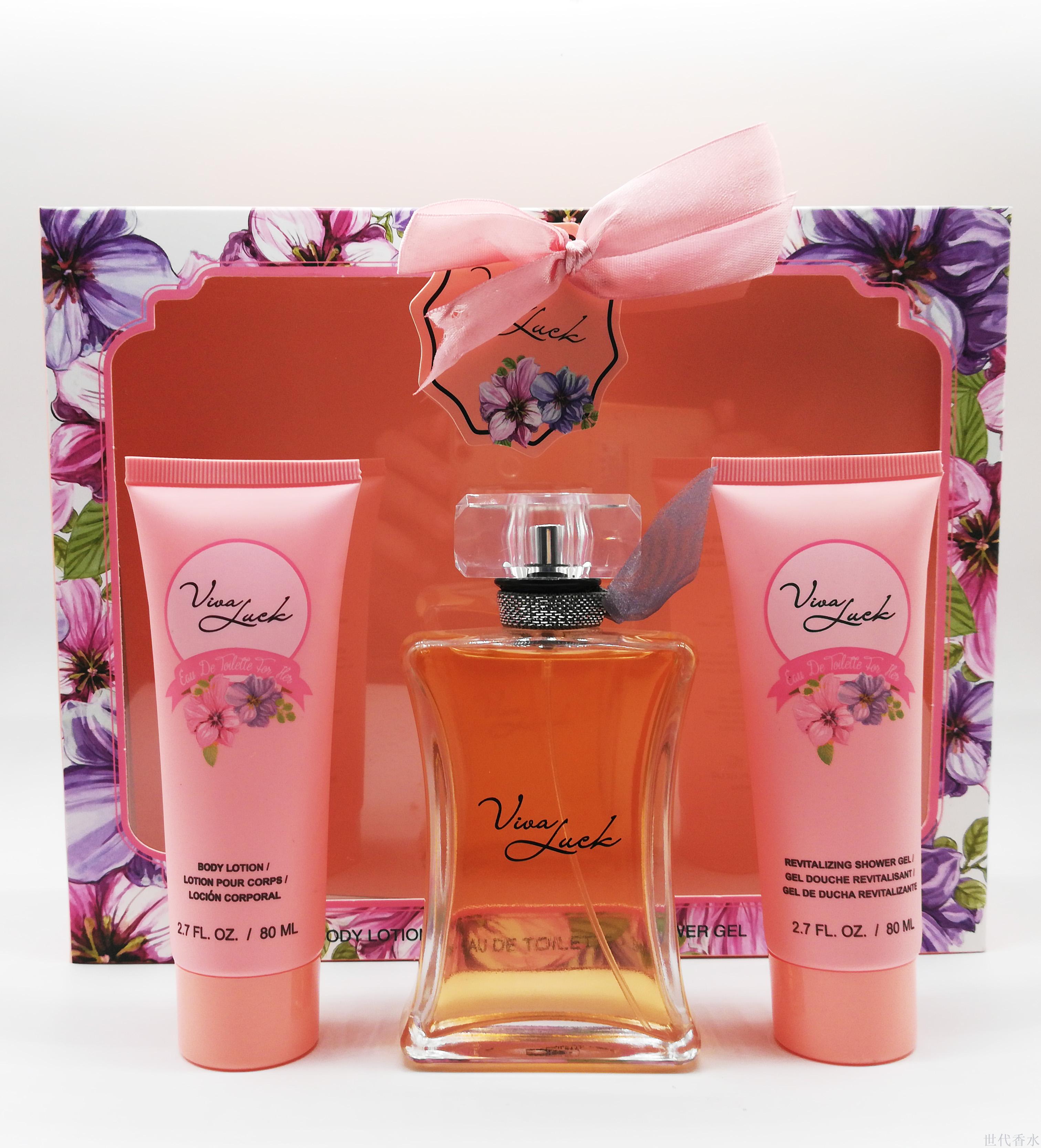 New foreign trade women&#039;s perfume three-piece set of 100ML perfume +90ML skin lotion +90ML shower gel
