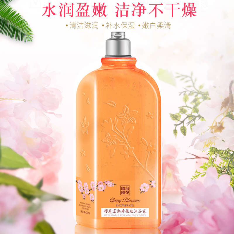 Popular Live Cherry Blossom Skin Rejuvenation Bath Lotion 420ml Perfume Shower Gel Moisturizing Bath Lotion