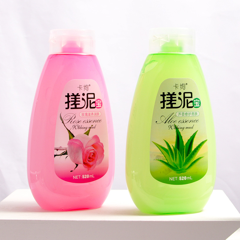 Wholesale Aloe Rose Rubbing Mud Body Wash Body Cleaning Exfoliating Chicken Skin Shower Gel Salt Gel