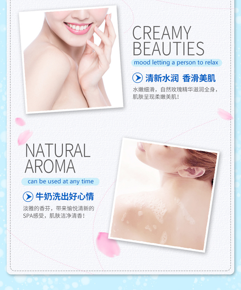 Bioaqua Shower Gel Nourishing Moisturizing Skin Tender and Smooth Hydrating Refreshing Milk Body Lotion Bath Lotion Wholesale