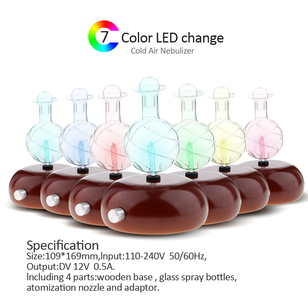 Wood Cold Spray Nebulizing Diffuser Wood Grain Glass Mini Aromatherapy Machine Automatic Aerosol Dispenser Fragrant