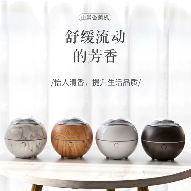Customized Mountain View Aroma Diffuser USB Mini Desktop Ultrasonic Aroma Diffuser Essential Oil Aerosol Dispenser
