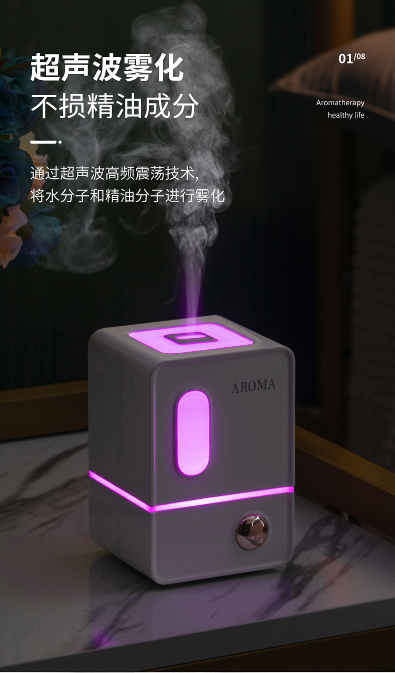 Cross-Border New Arrival Mini USB Aroma Diffuser Atomization Household Hotel Automatic Aerosol Dispenser Small Night Lamp Smart Nebulizing Diffuser