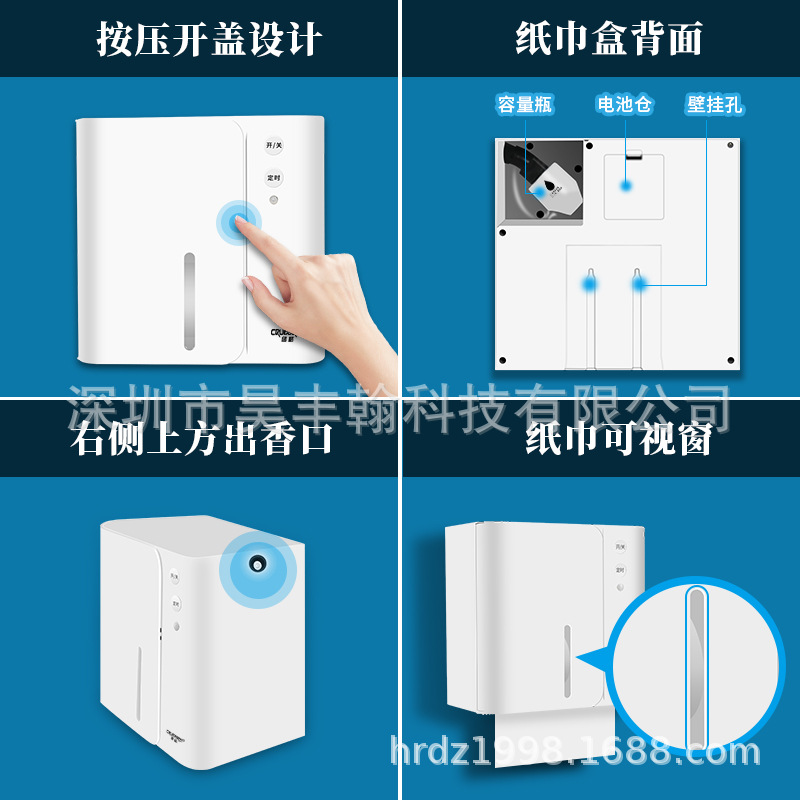 Aromatherapy Tissue Box Bathroom Home Wall-Mounted Toilet Storage Paper Extraction Roll Holder Punch-Free Automatic Aerosol Dispenser